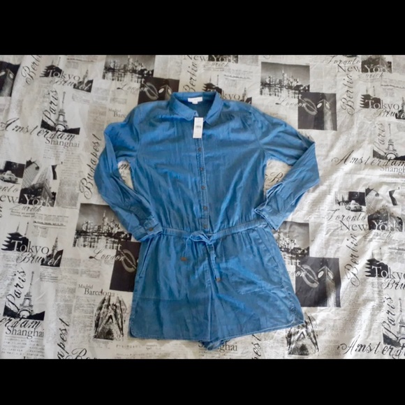 Loft denim romper size medium NWT - Picture 3 of 8